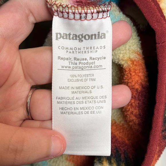 Patagonia Women’s Synchilla Snap T Pullover Timber Twist Red Aztec Size Medium - Picture 6 of 7